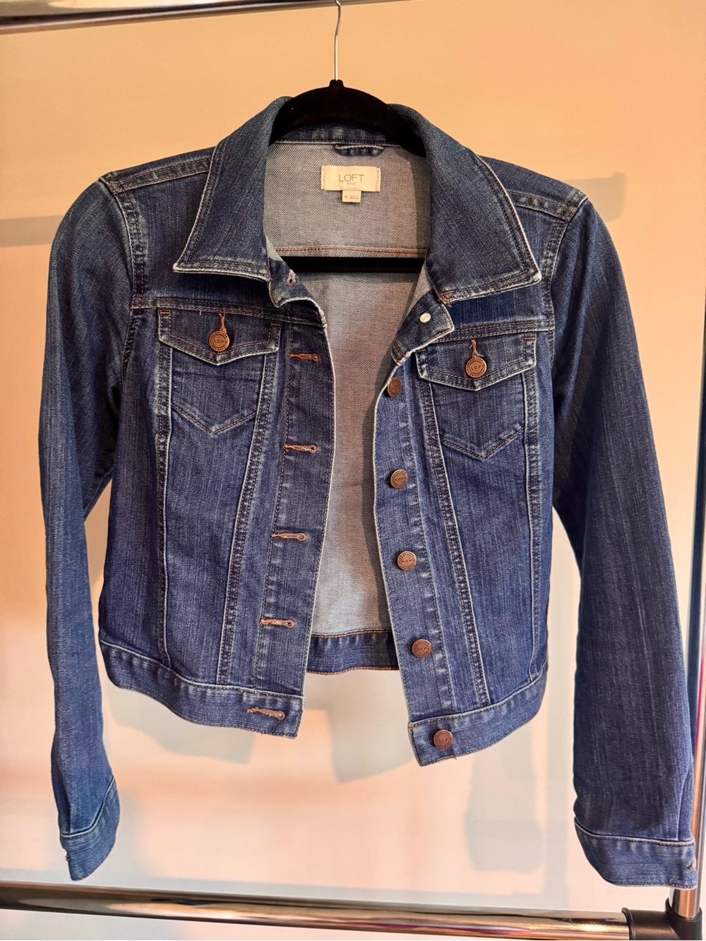 LOFT Classic Dark Blue Denim Jacket with Copper Buttons